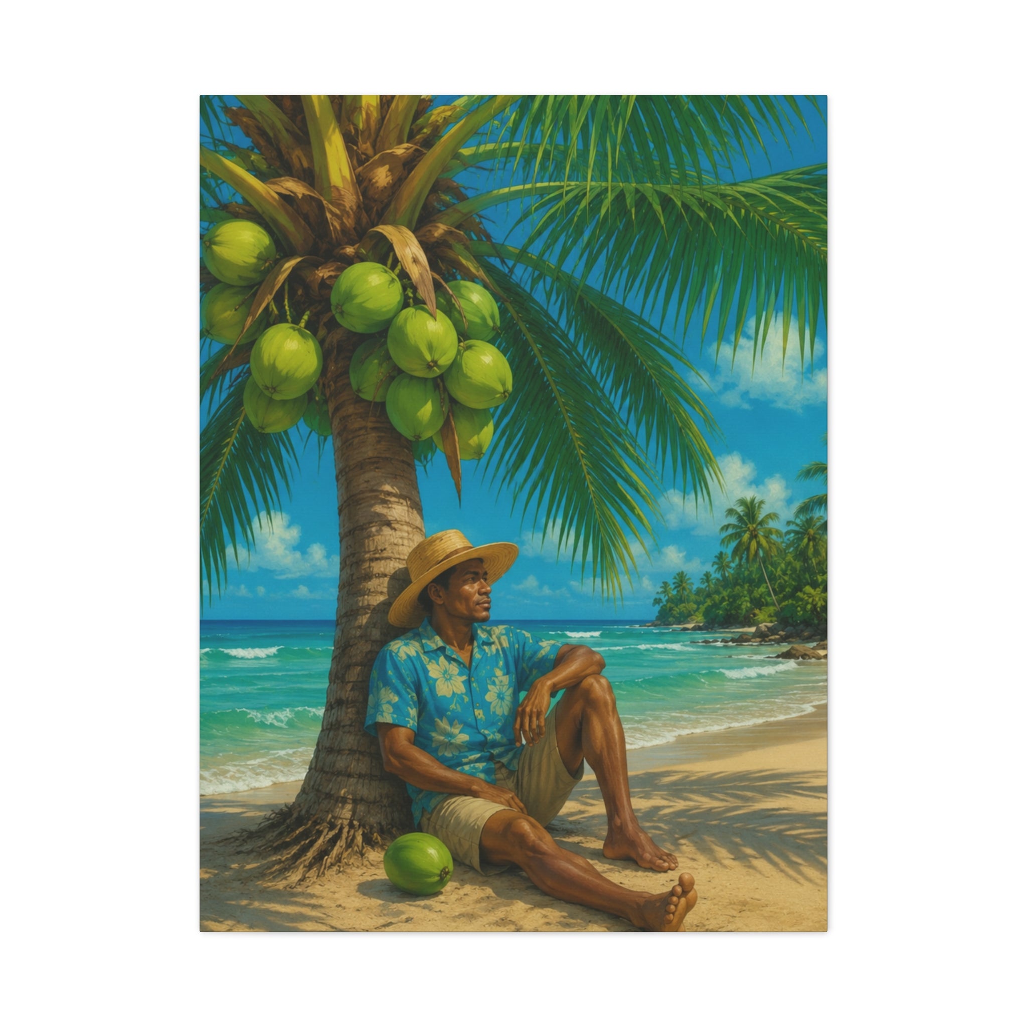 Island Serenity – Rest Beneath the Coconut Palms / Tropical Beach Wall Art