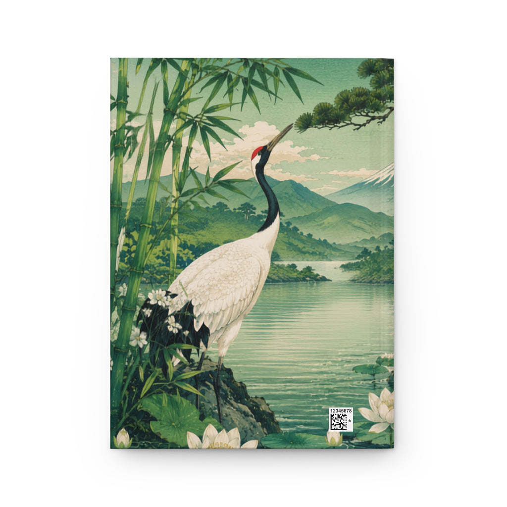 Hardcover Journal Japanese Crane — Vintage Ukiyo-e Nature Notebook