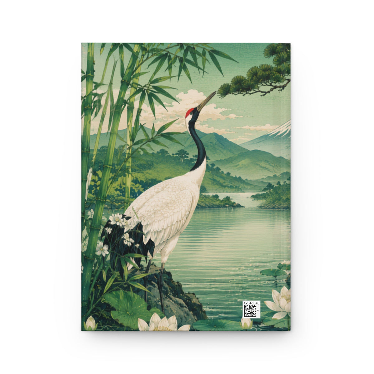 Hardcover Journal Japanese Crane — Vintage Ukiyo-e Nature Notebook