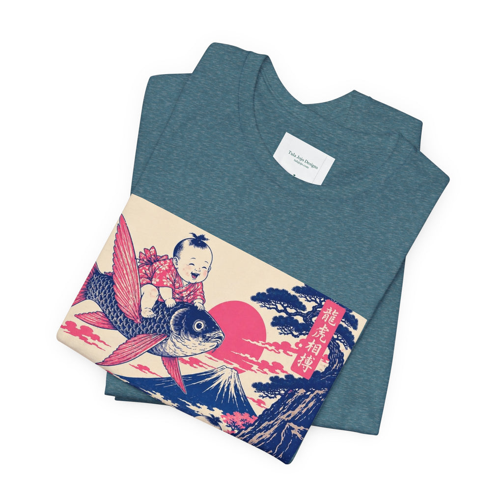 Unisex T Shirt Whimsical Koi Retro Japanese Art — Vintage Ukiyo-e Style Tee