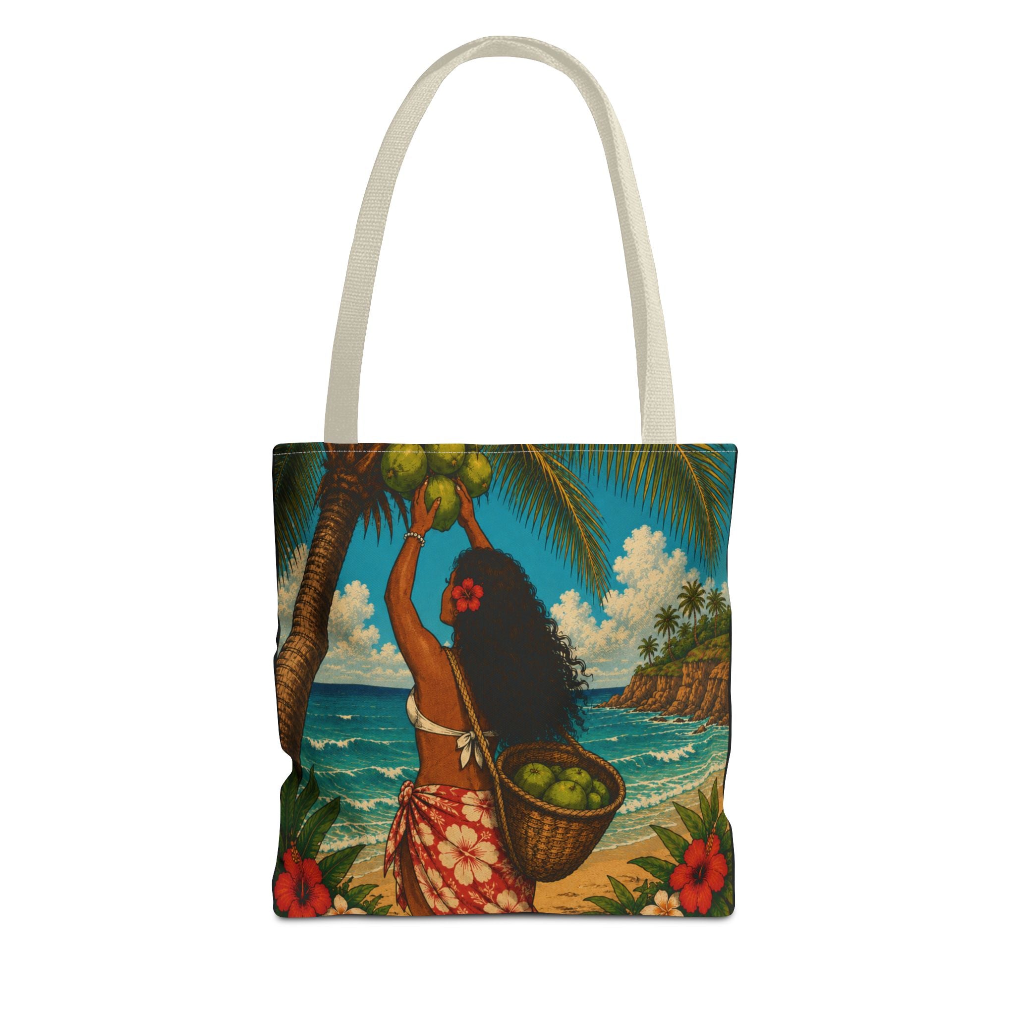 Tropical Hawaiian Couple Beach Tote Bag — Bright Island Paradise Design