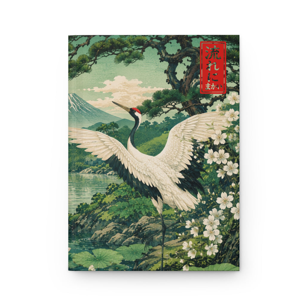 Hardcover Journal Japanese Crane — Vintage Ukiyo-e Nature Notebook