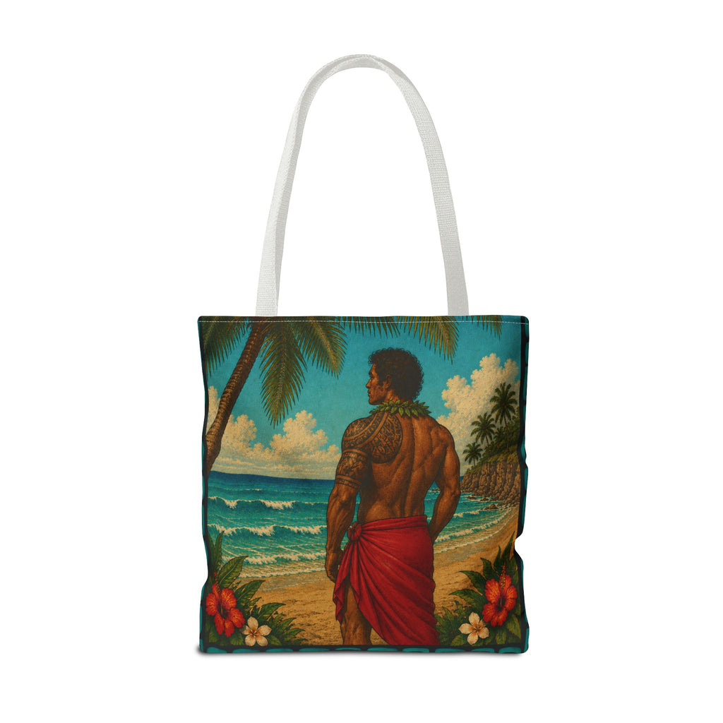 Tropical Hawaiian Couple Beach Tote Bag — Bright Island Paradise Design