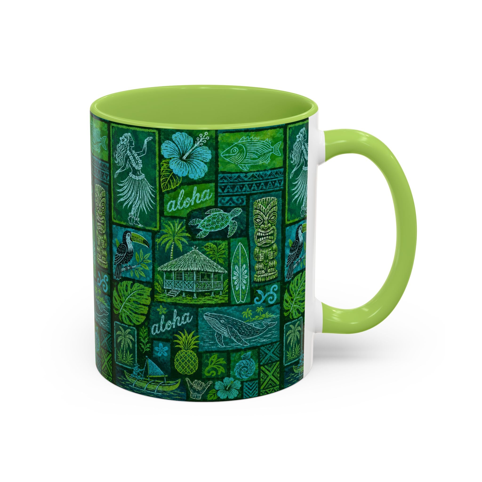 Coffee Mug Aloha Hawaiian Pattern  – Tropical Tiki Beach Accent Mug (11/15oz)