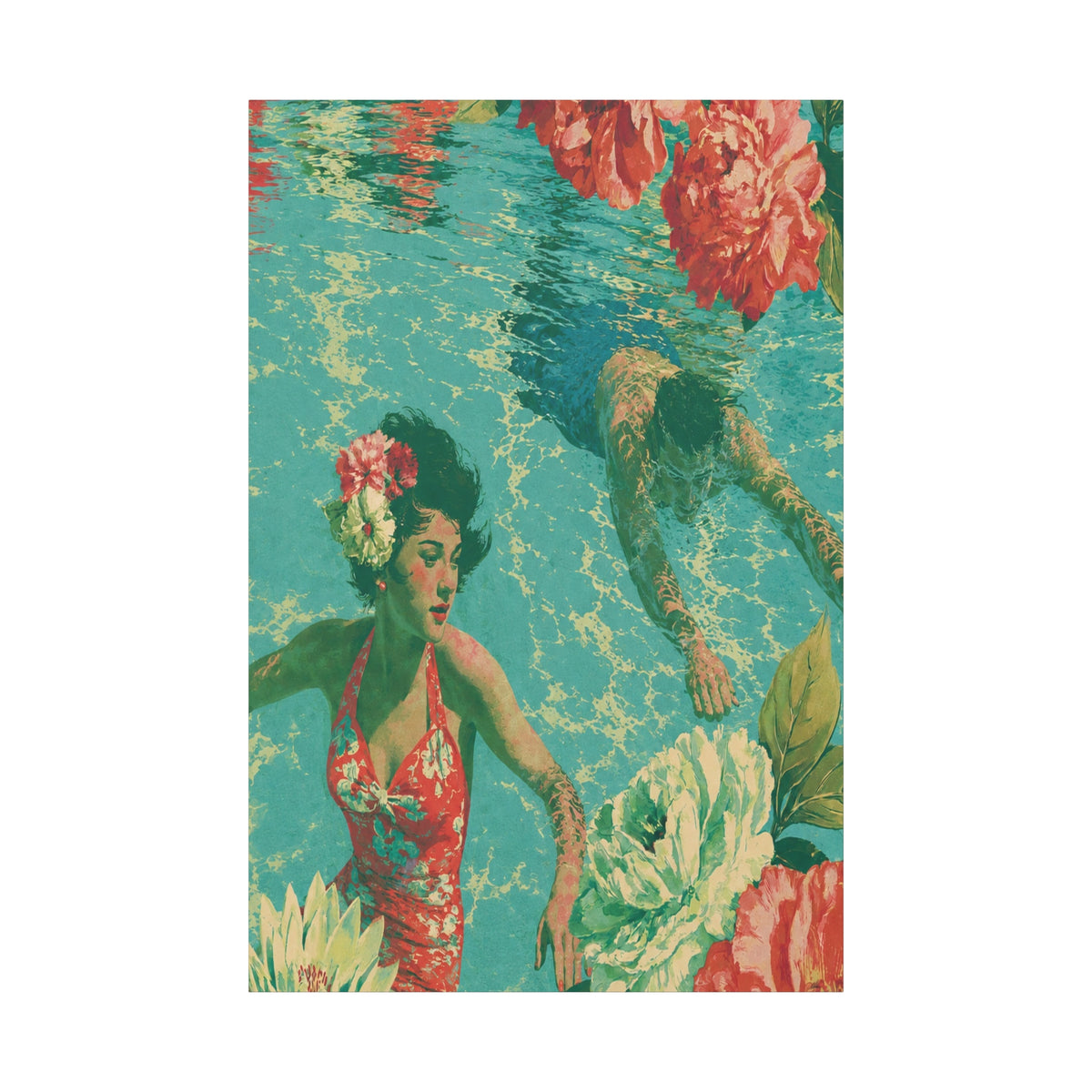Vintage Lovers Underwater Canvas