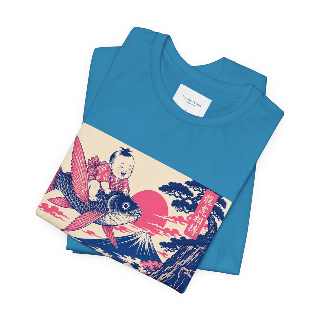 Unisex T Shirt Whimsical Koi Retro Japanese Art — Vintage Ukiyo-e Style Tee