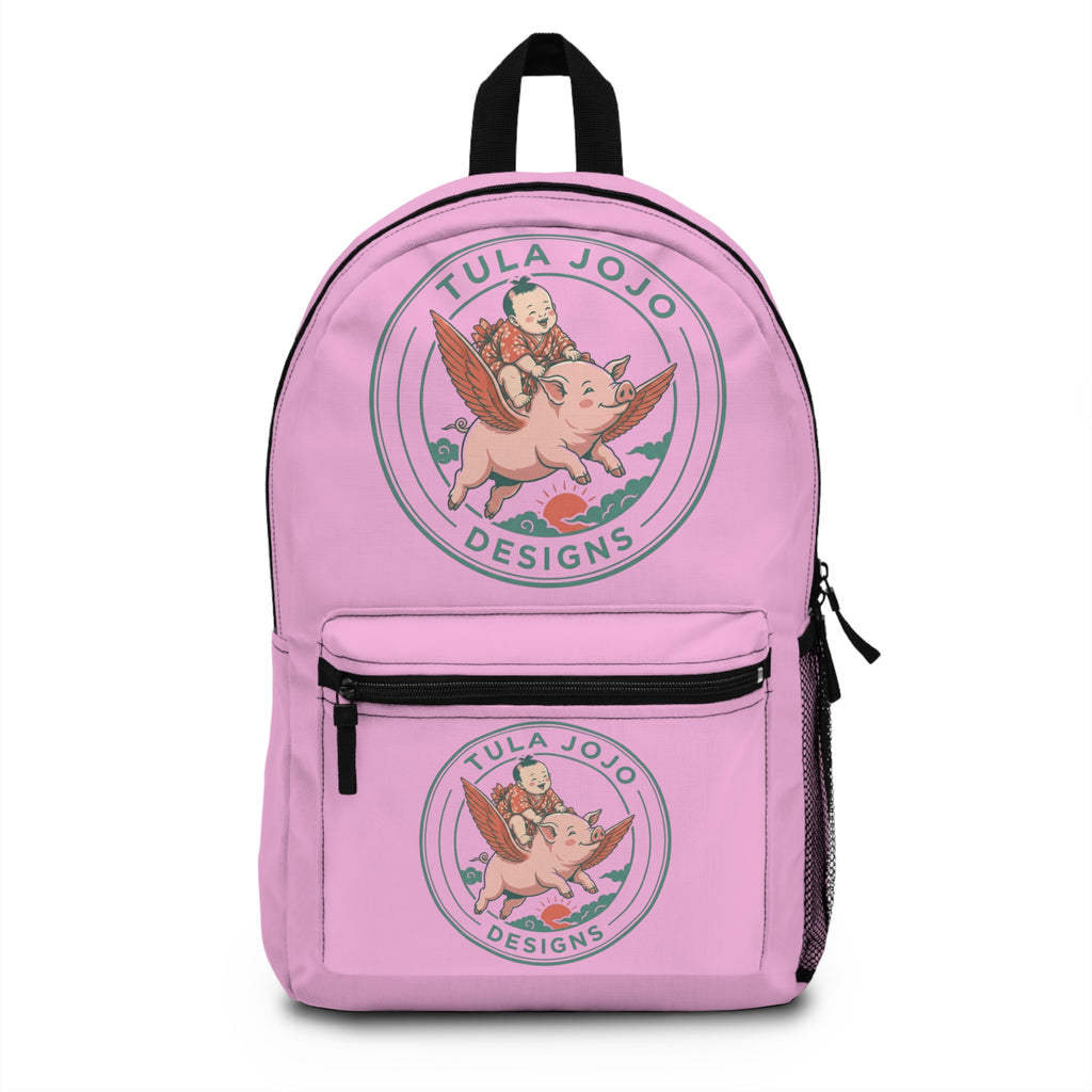 Backpack Cute Flying Pig Graphic  — Kid-Friendly Pink School Bag (Tula Jojo Designs)