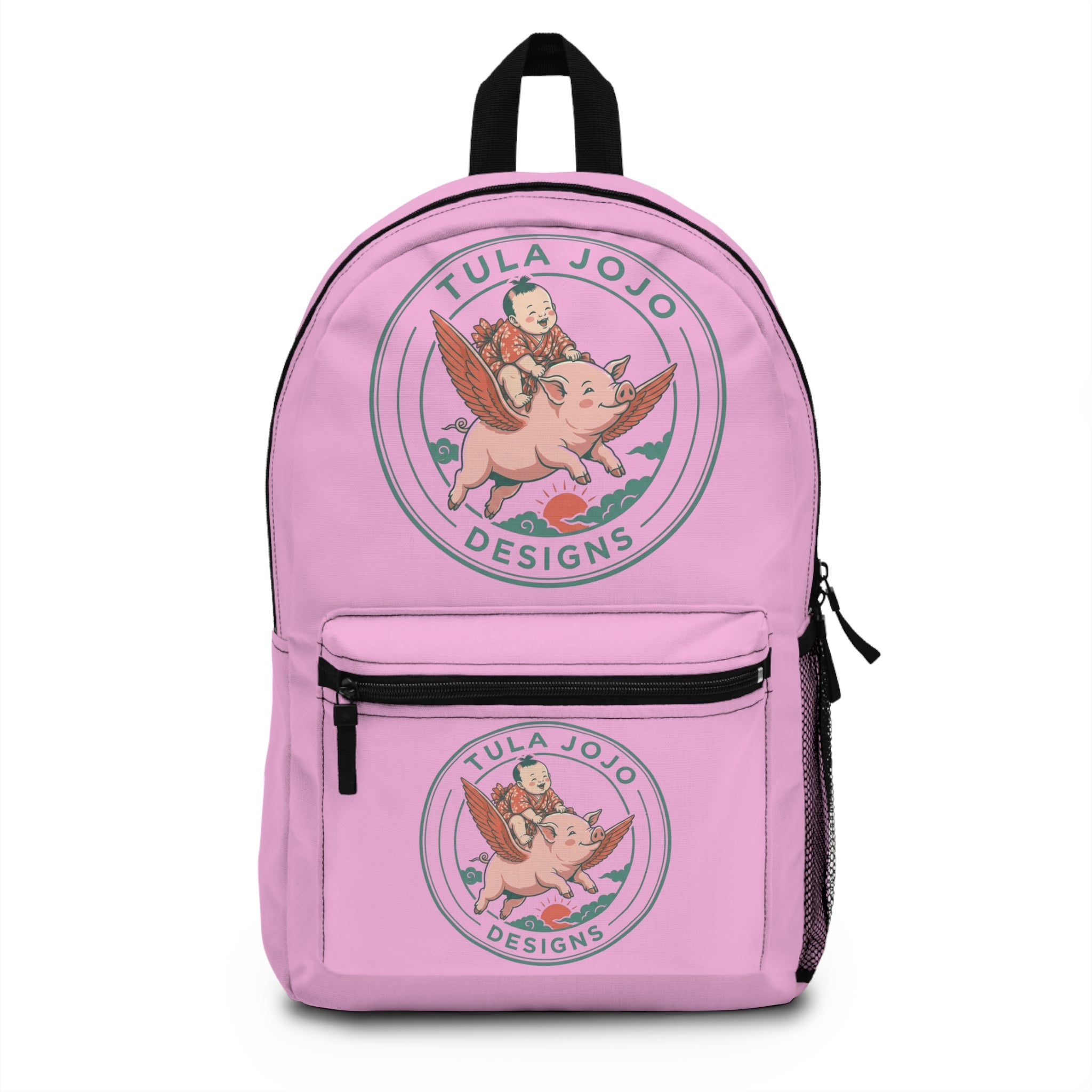 Backpack Cute Flying Pig Graphic  — Kid-Friendly Pink School Bag (Tula Jojo Designs)