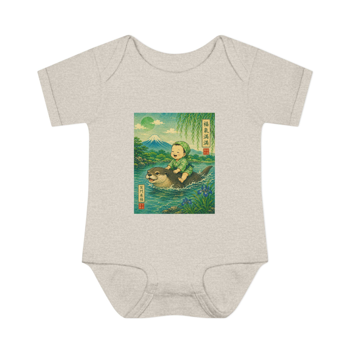  Infant Baby Bodysuit - Vintage Japanese Riding an Otter