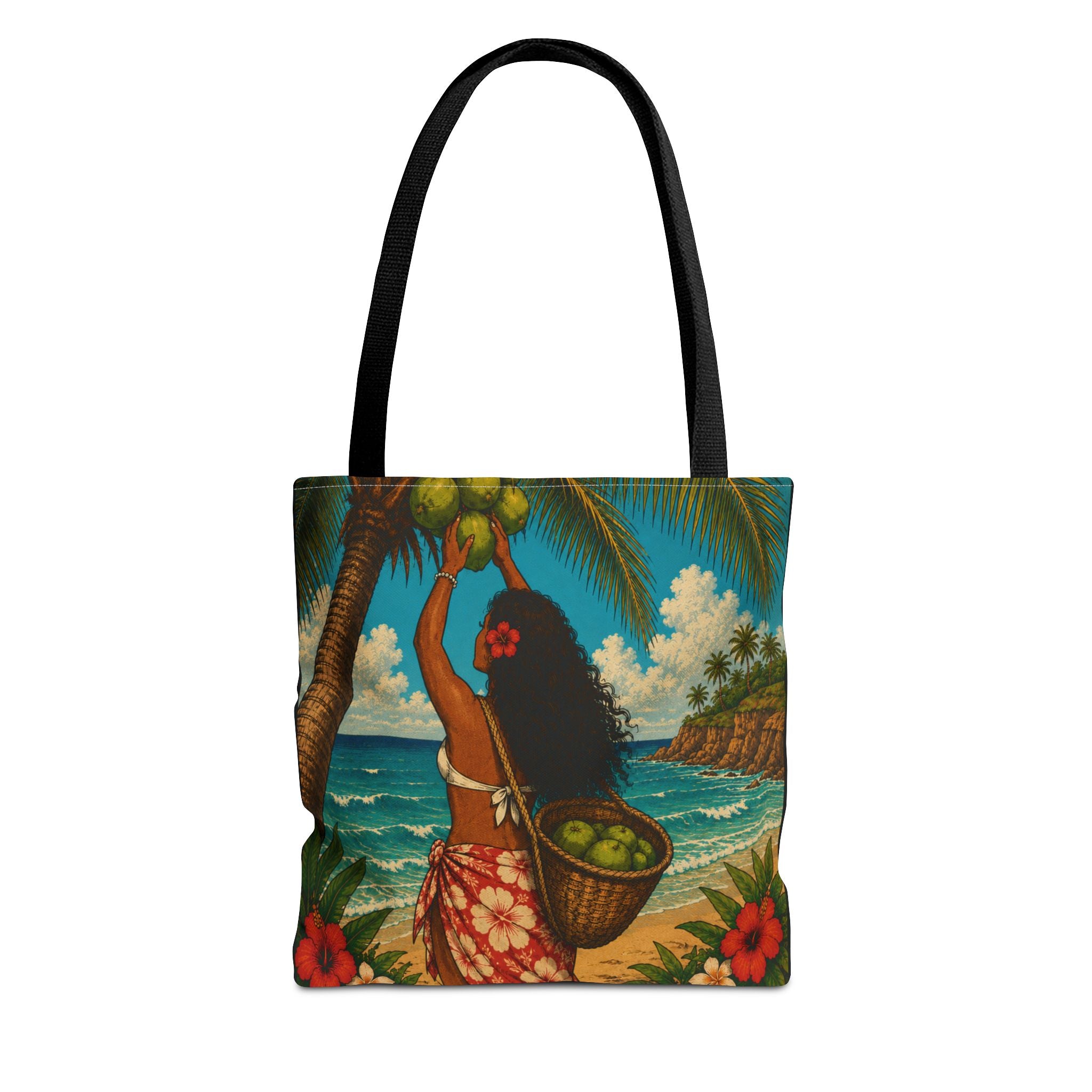Tropical Hawaiian Couple Beach Tote Bag — Bright Island Paradise Design