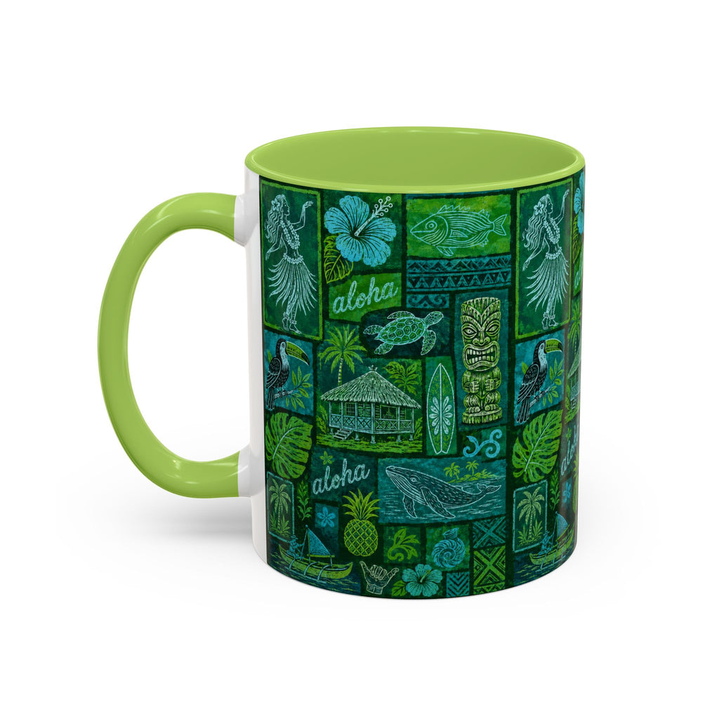 Coffee Mug Aloha Hawaiian Pattern  – Tropical Tiki Beach Accent Mug (11/15oz)