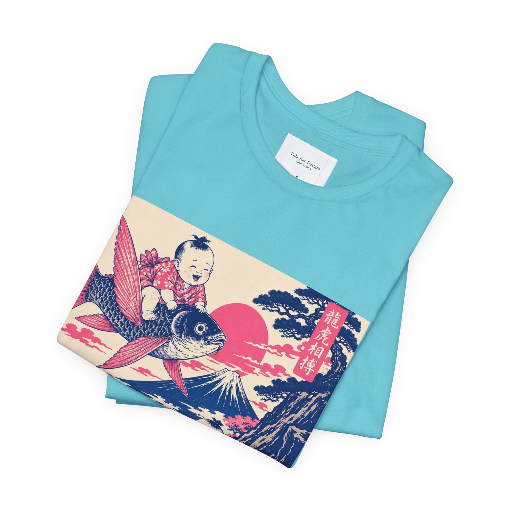 Unisex T Shirt Whimsical Koi Retro Japanese Art — Vintage Ukiyo-e Style Tee