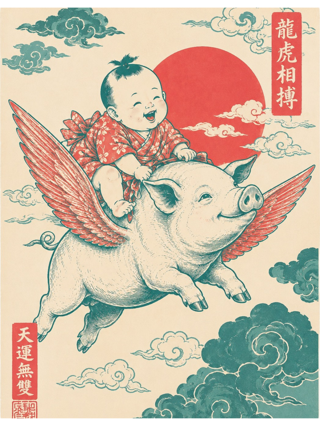 Infant Baby Rib Bodysuit _ Vintage Japanese Pigs Might Fly