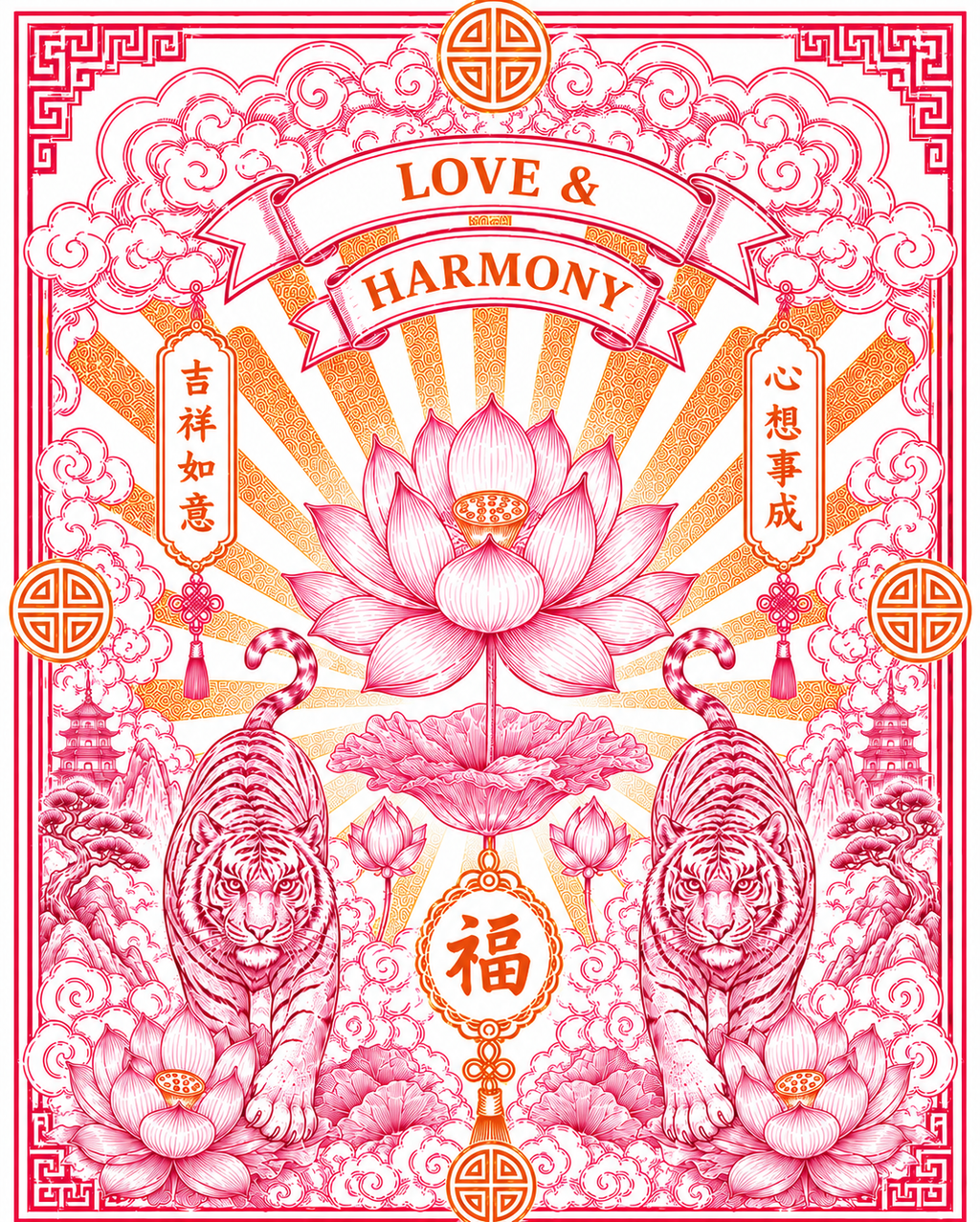 Denim Jacket — Pink Sunburst Japanese Typography Back Patch