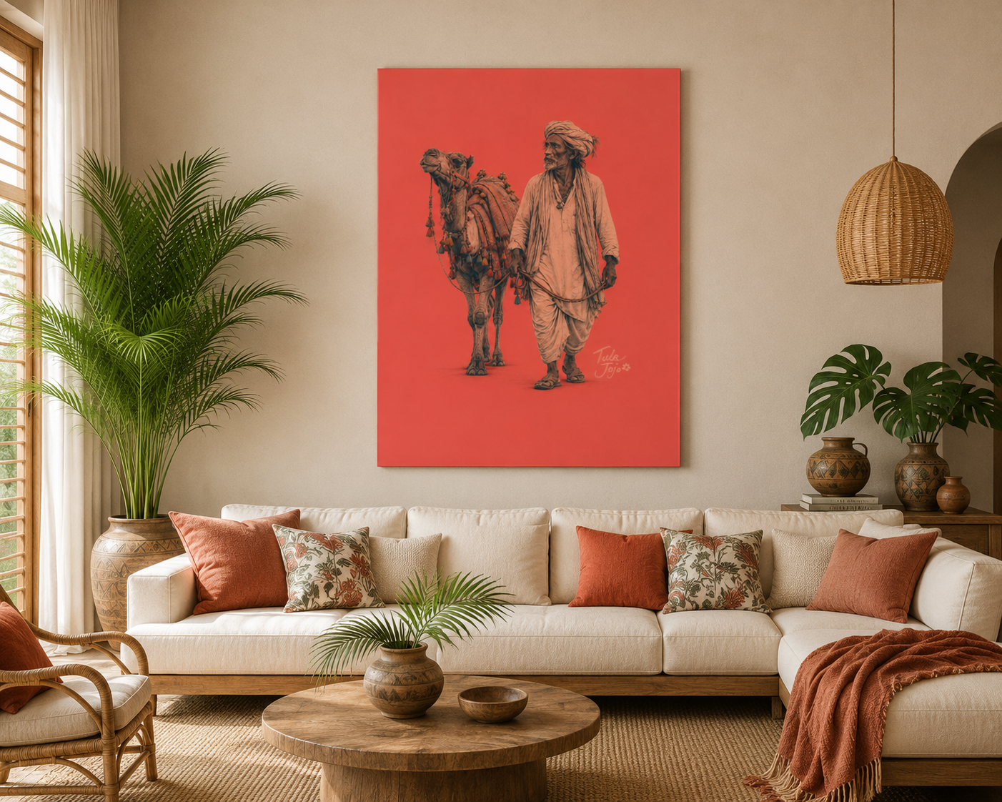 Desert Nomad Collection | Vintage Indian & Camel Canvas Art Print