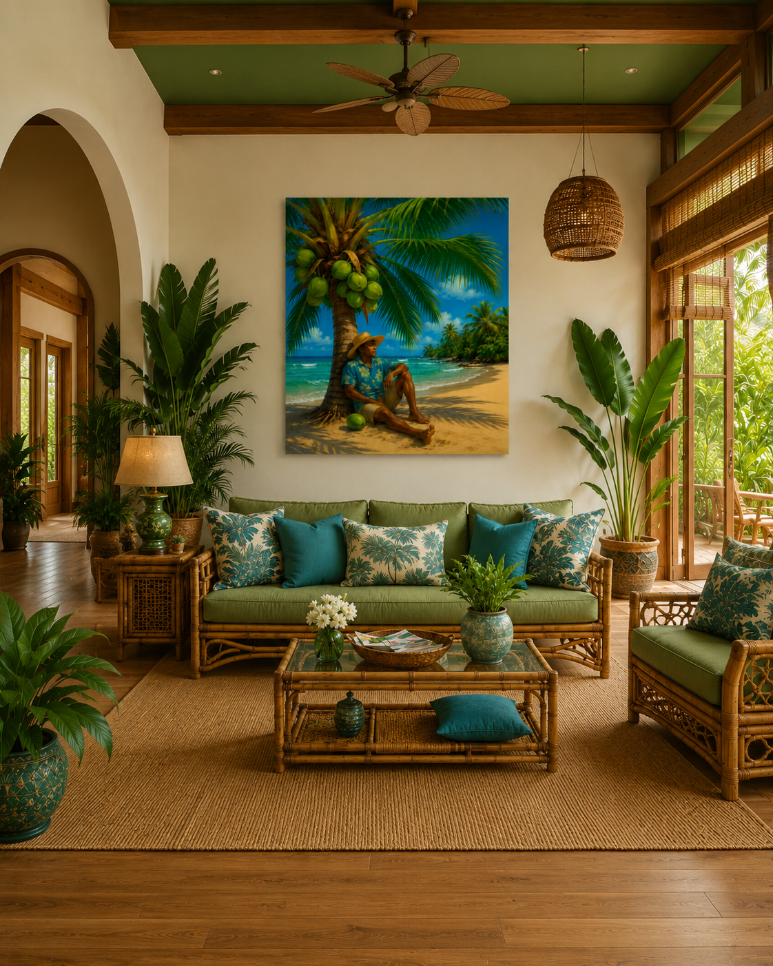 Island Serenity – Rest Beneath the Coconut Palms / Tropical Beach Wall Art