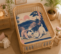 Toddler Blanket - Downward Dog, vintage Japanese ukiyo-e Mount Fuji design