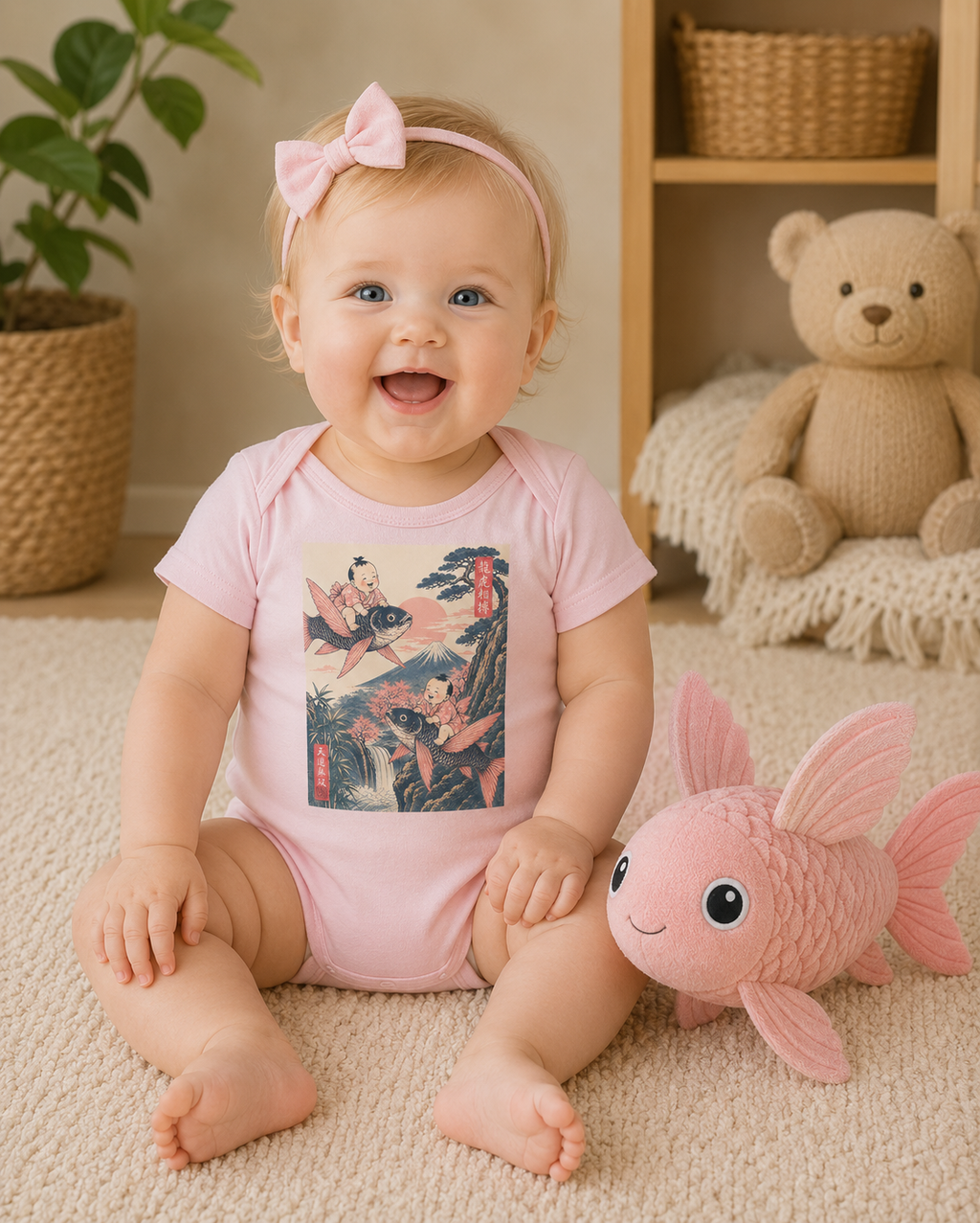 Infant Baby Bodysuit - Vintage Japanese Flying Fish