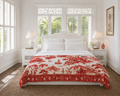 Vintage Red Chinoiserie Cotton Quilt Comforter