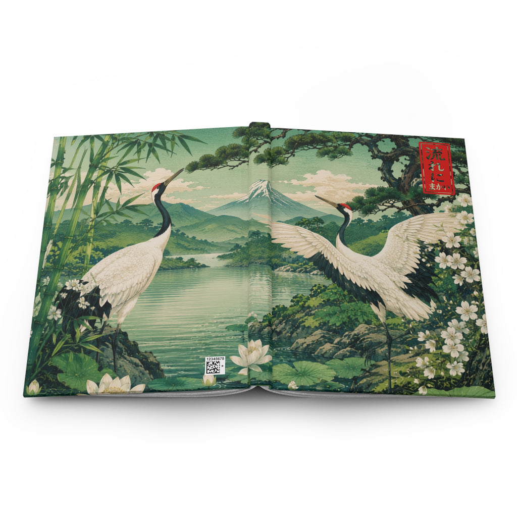 Hardcover Journal Japanese Crane — Vintage Ukiyo-e Nature Notebook