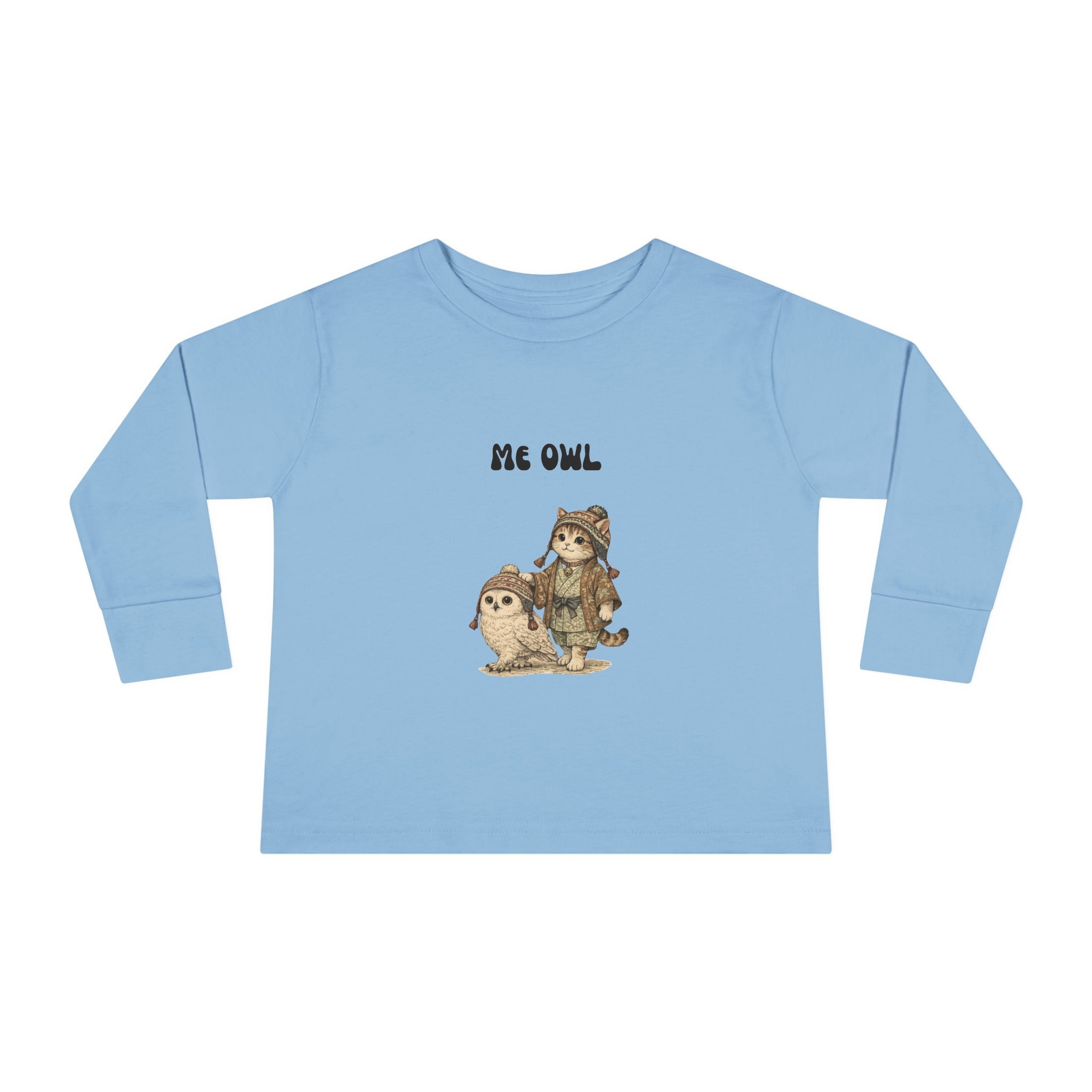 Toddler Long Sleeve Tee - Vintage Owl & Cat Design