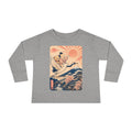 Toddler Long Sleeve Tee — Kawaii Ukiyo-e Crane Ride with Rising Sun