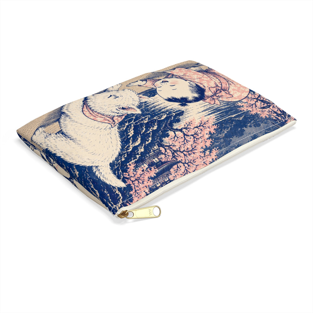 Accessory Pouch — Cute Puppy & Child Doing Downward Dog Zip Pouch Bag