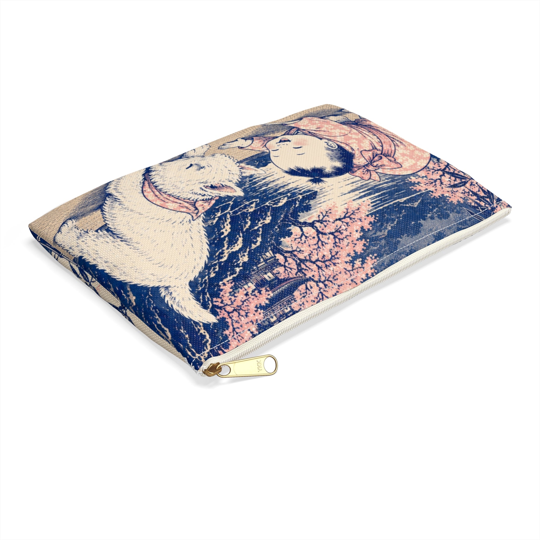 Accessory Pouch — Cute Puppy & Child Doing Downward Dog Zip Pouch Bag