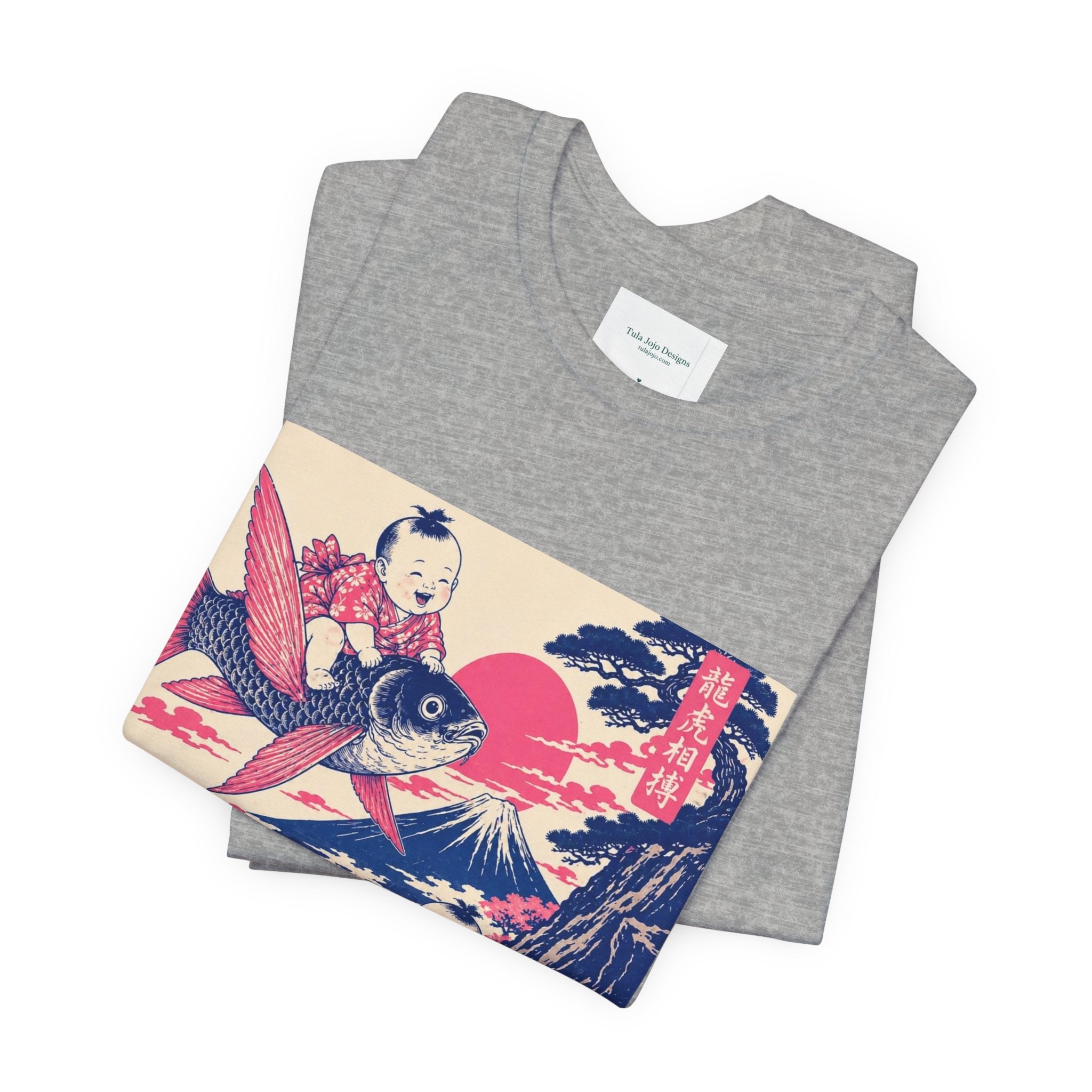 Unisex T Shirt Whimsical Koi Retro Japanese Art — Vintage Ukiyo-e Style Tee