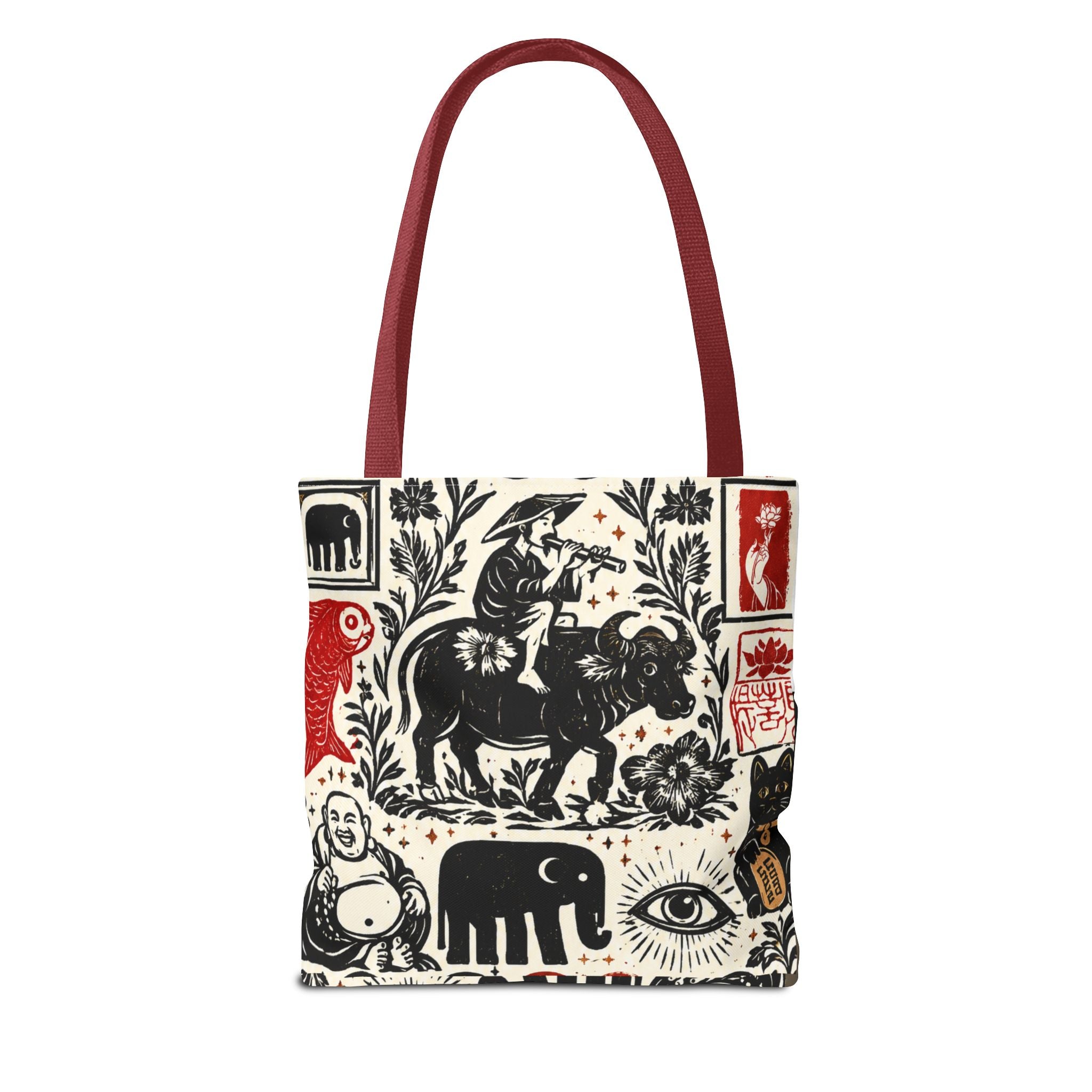 Tote Bag — Vintage Animal & Stamp Symbol Asian Pattern
