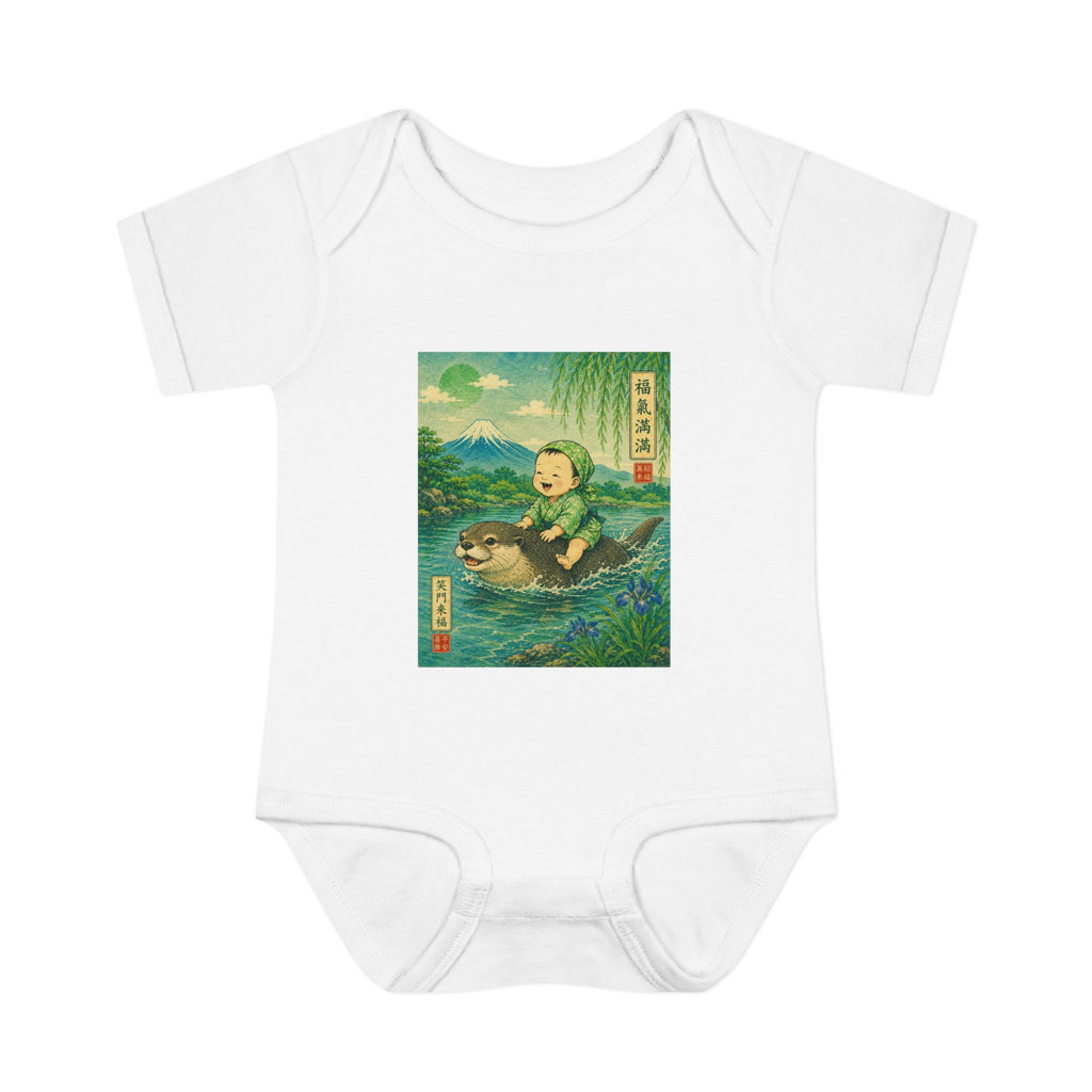 Infant Baby Bodysuit - Vintage Japanese Riding an Otter