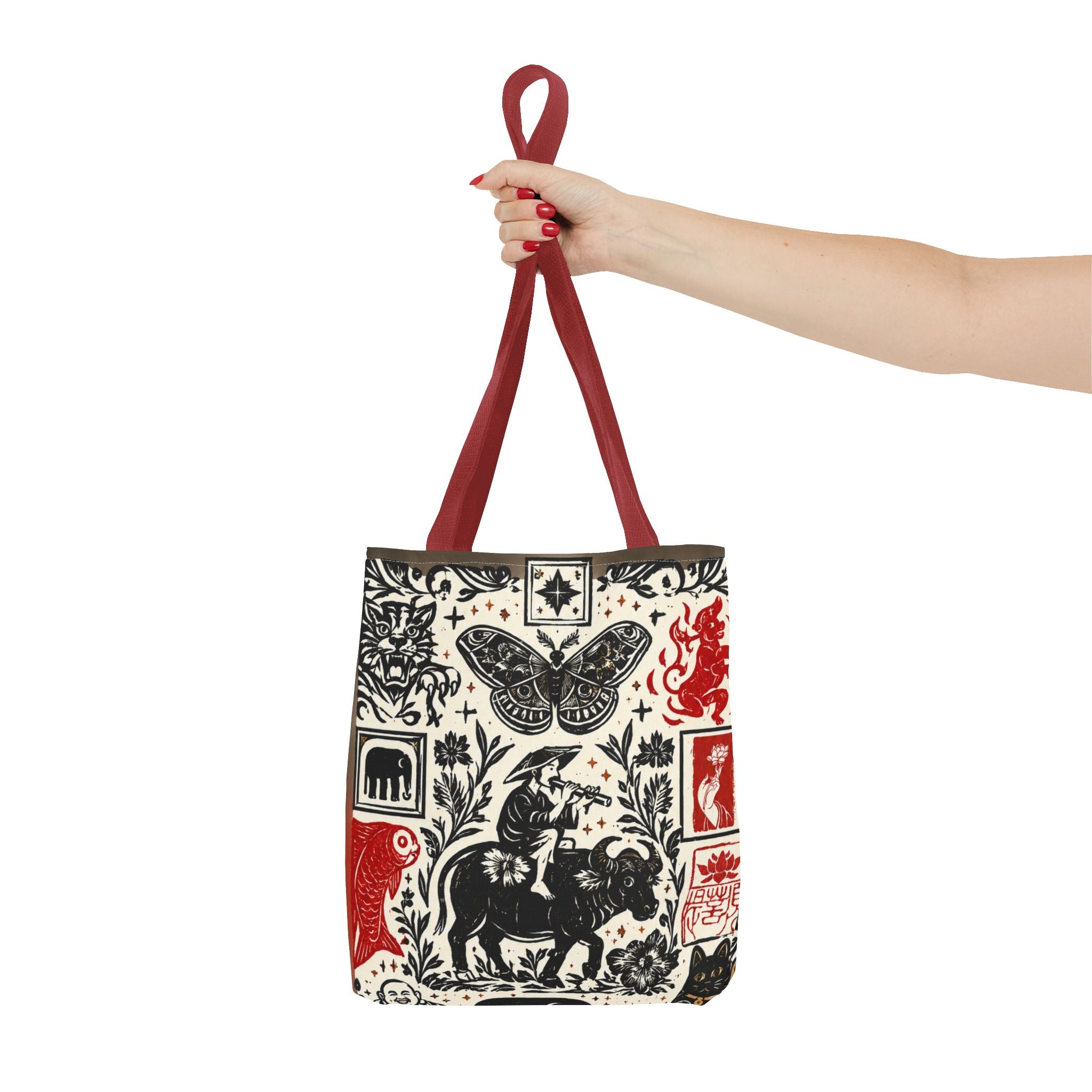 Tote Bag — Vintage Animal & Stamp Symbol Asian Pattern