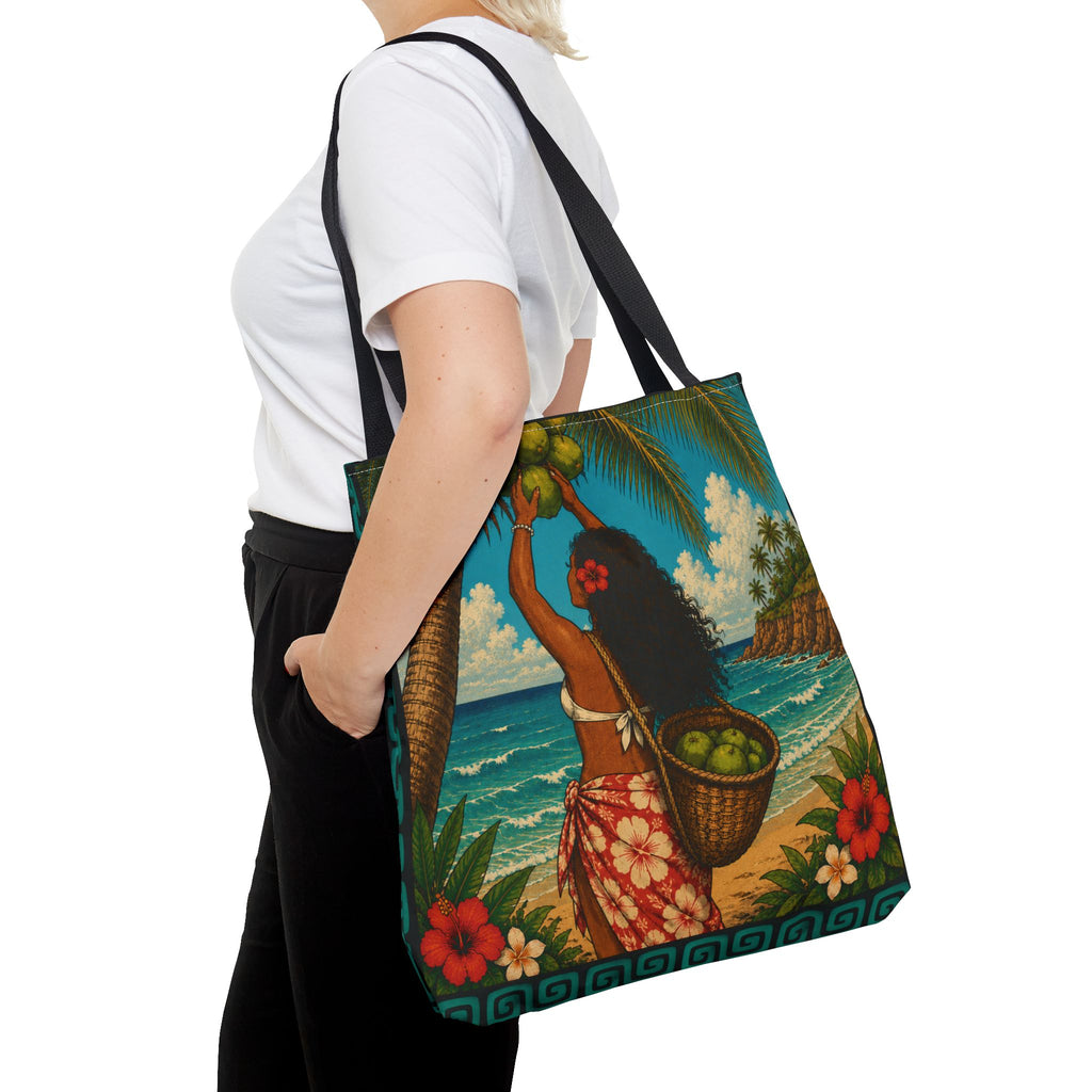 Tropical Hawaiian Couple Beach Tote Bag — Bright Island Paradise Design