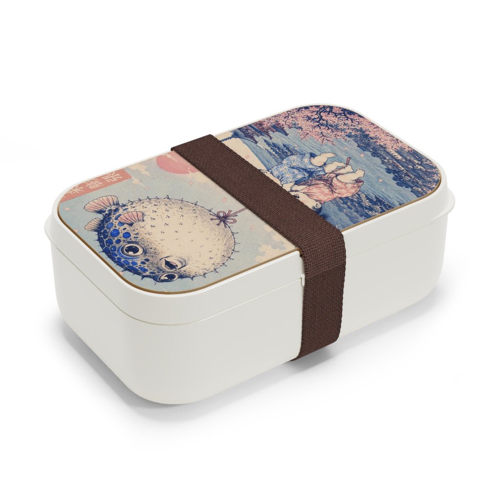 Bento Lunch Box - Unique Ukiyo-e Inspired Puffer Fish & Babies Design