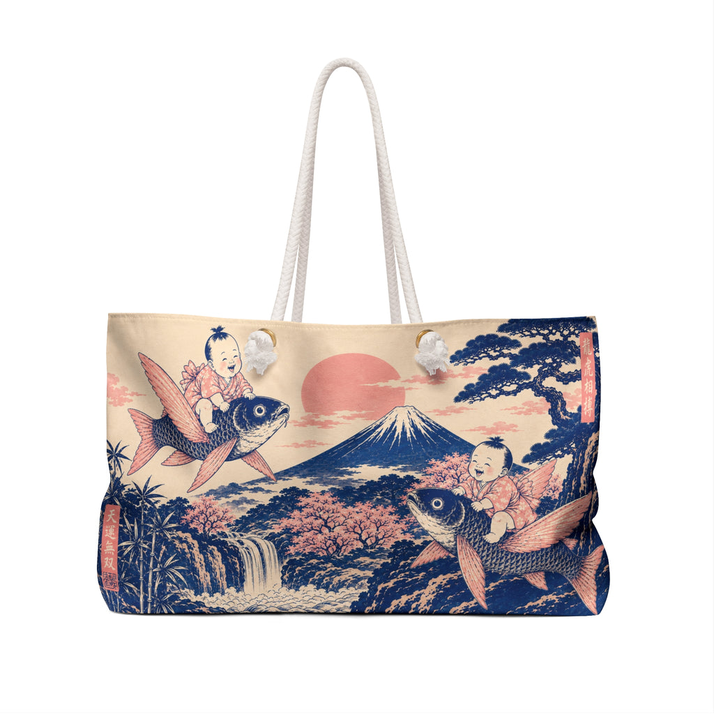 Japanese Ukiyo-e Koi Mount Fuji Weekender Bag