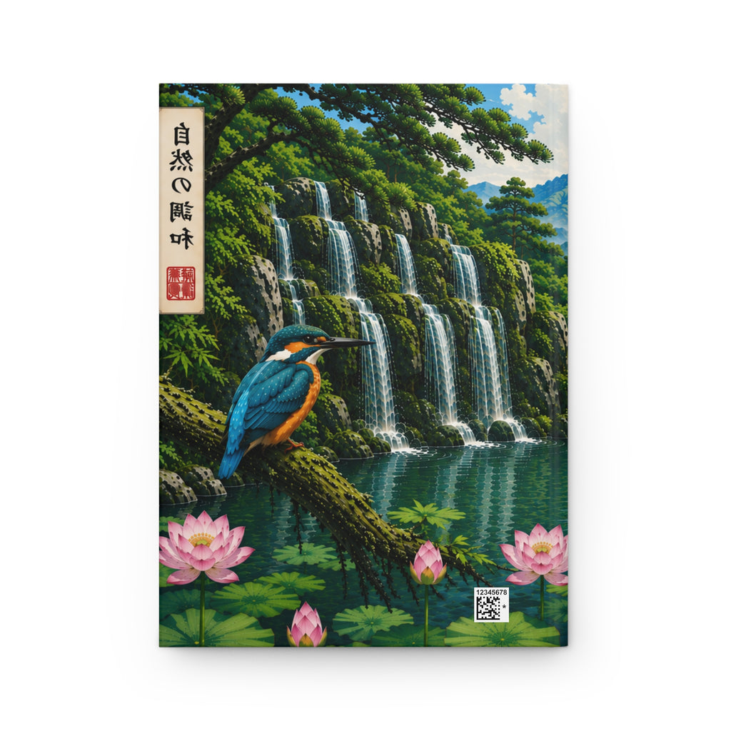 Hardcover Journal - Garden Waterfall & Kingfisher