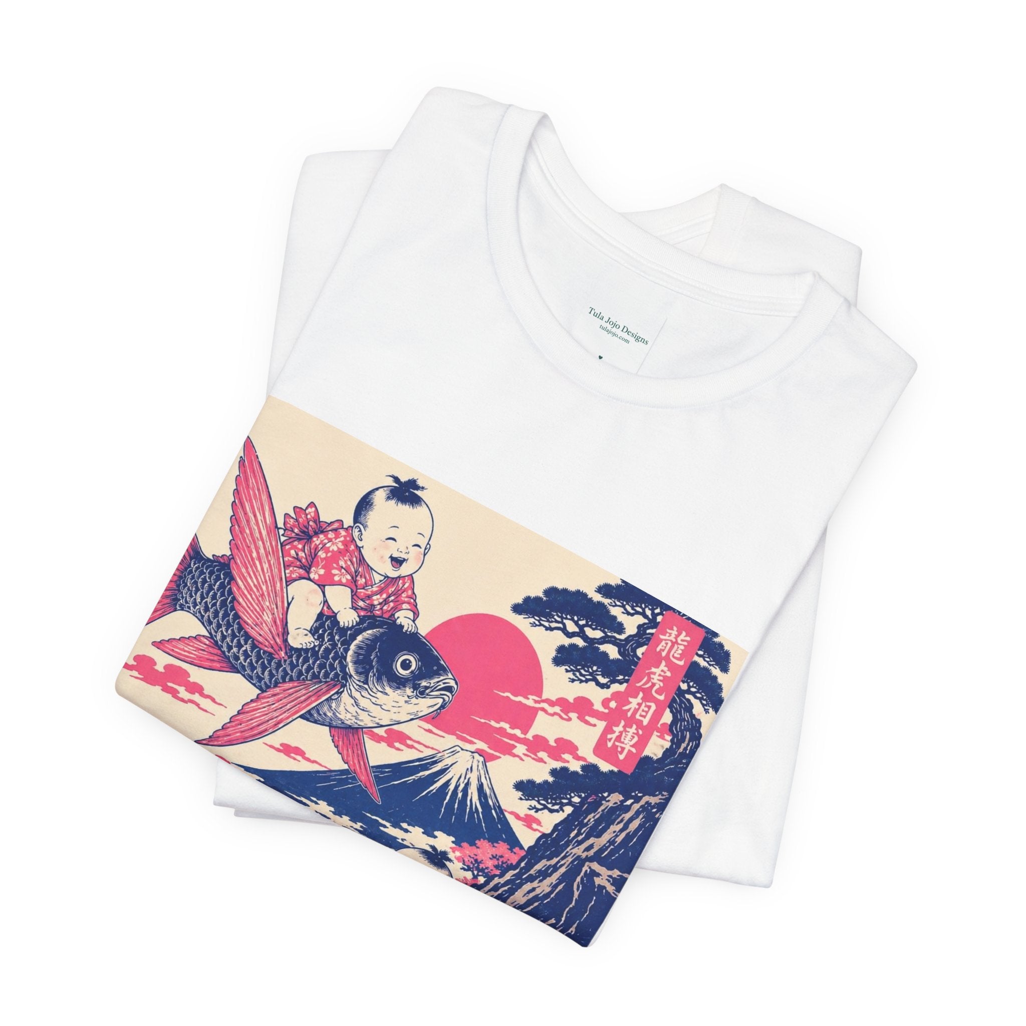 Unisex T Shirt Whimsical Koi Retro Japanese Art — Vintage Ukiyo-e Style Tee