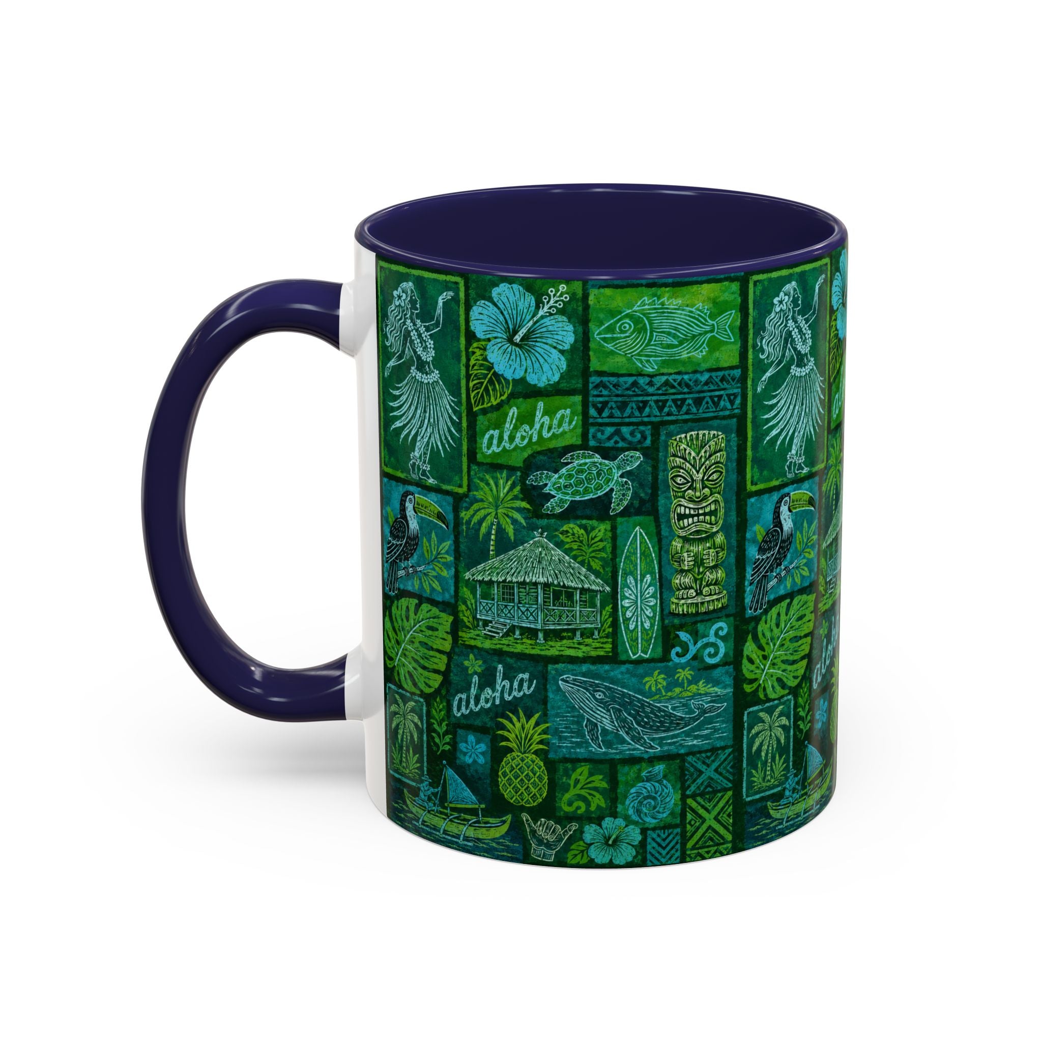 Coffee Mug Aloha Hawaiian Pattern  – Tropical Tiki Beach Accent Mug (11/15oz)