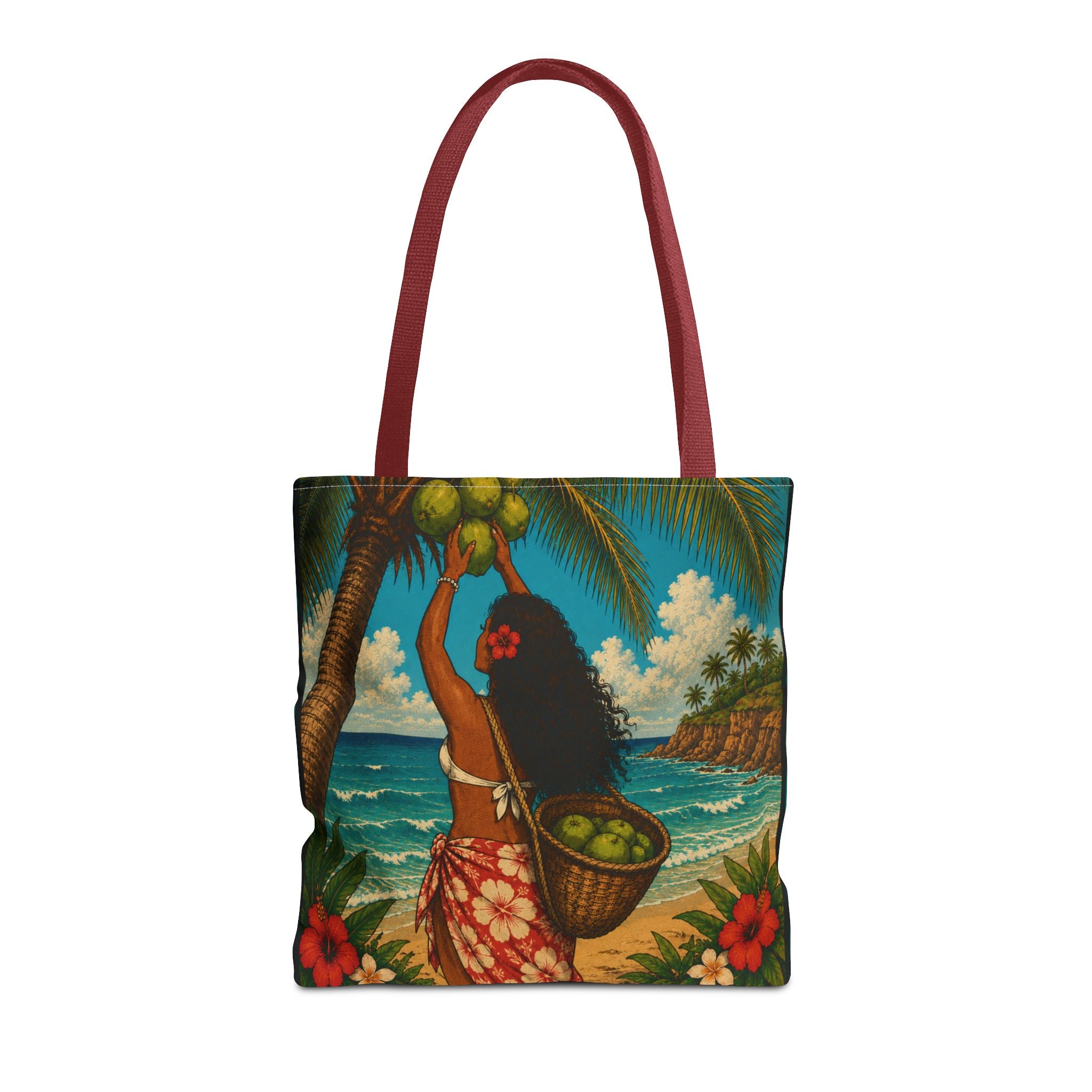 Tropical Hawaiian Couple Beach Tote Bag — Bright Island Paradise Design