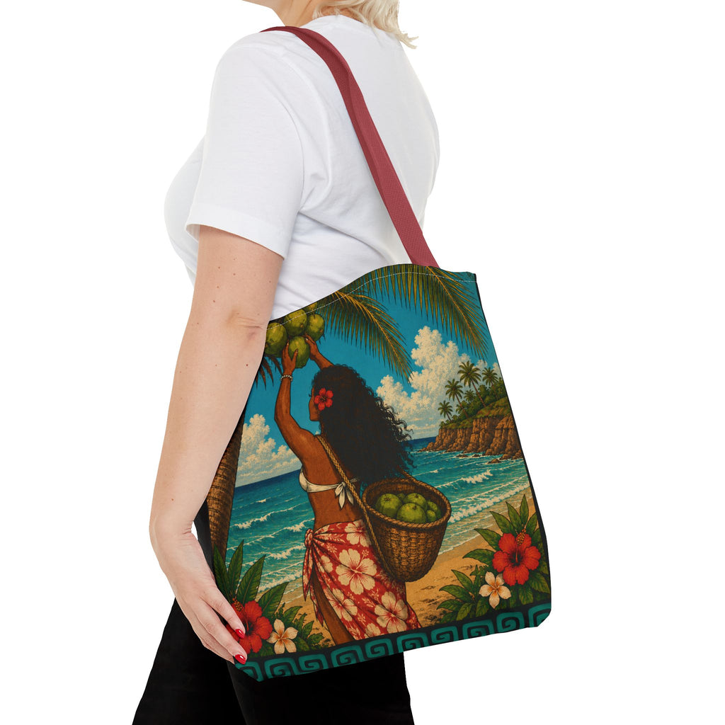 Tropical Hawaiian Couple Beach Tote Bag — Bright Island Paradise Design