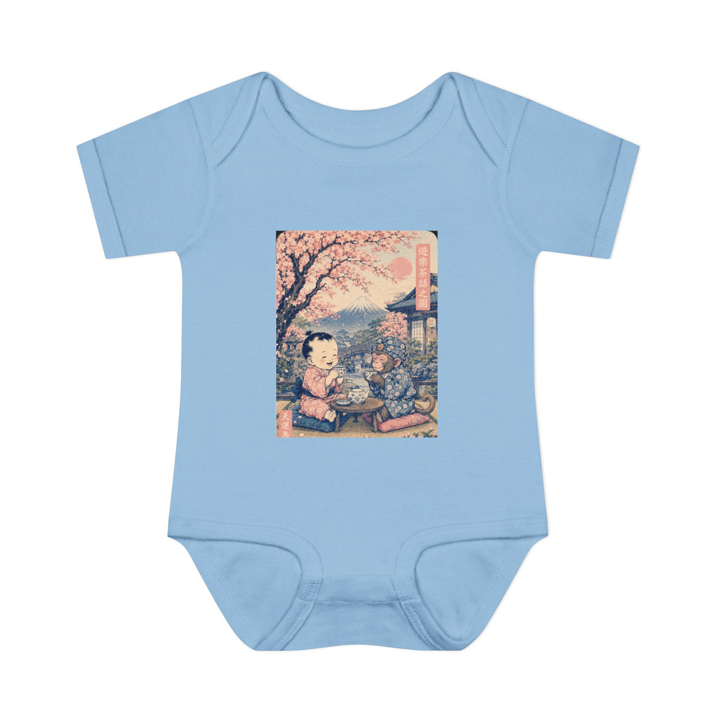 Baby Bodysuit with Cherry Blossom Picnic Print
