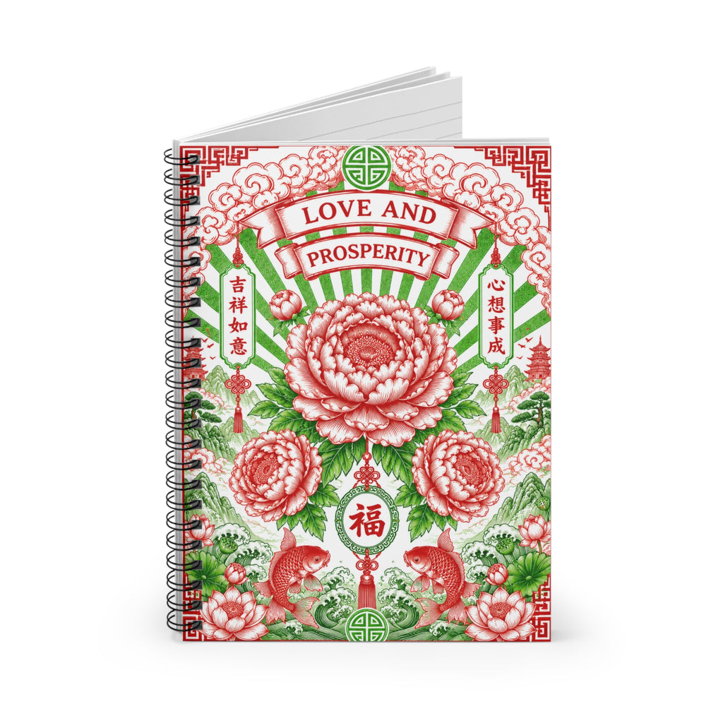 Love and Prosperity Spiral Notebook — Floral Chinese New Year Journal
