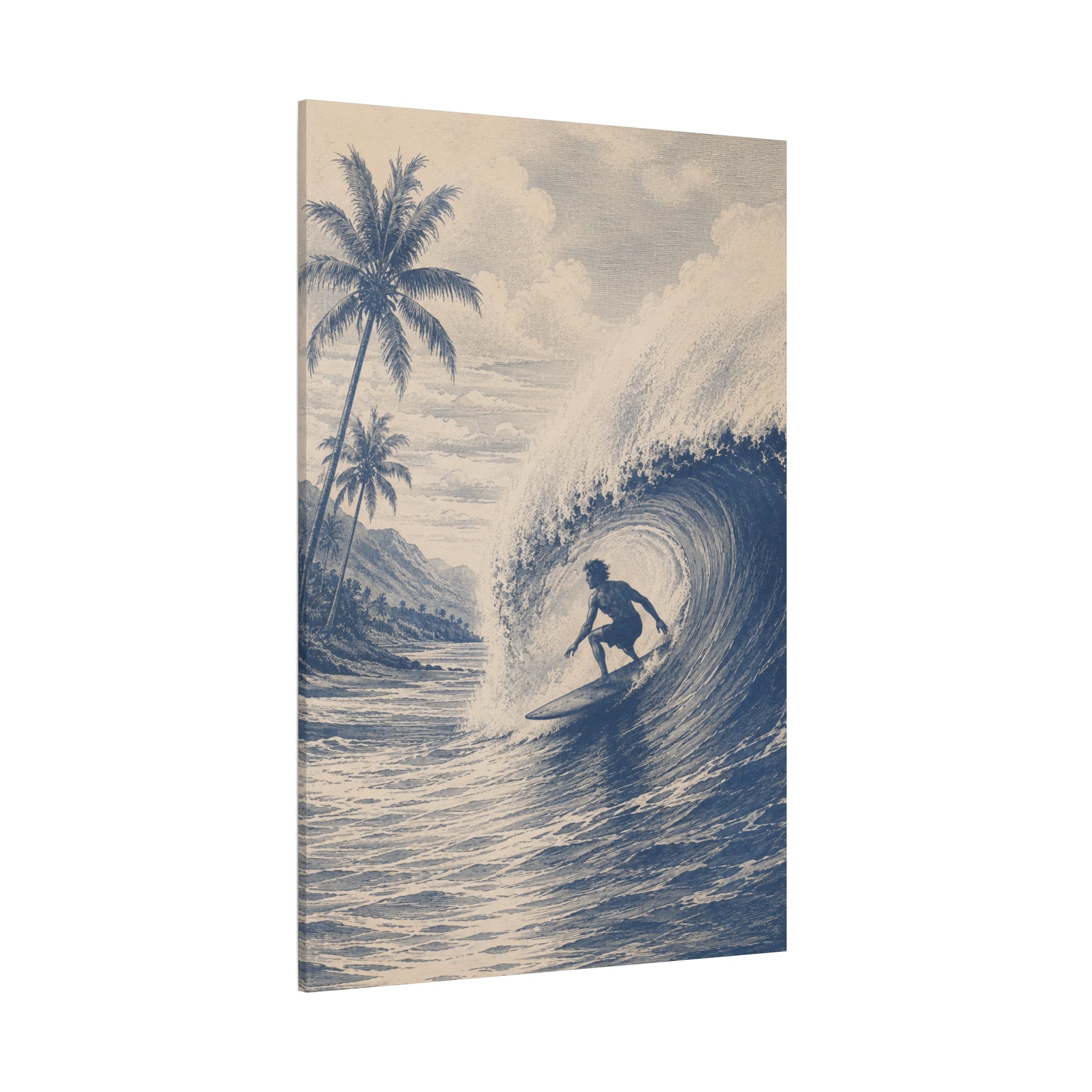 Surfing  The Tropics Canvas Print - Vintage Coastal Wall Art