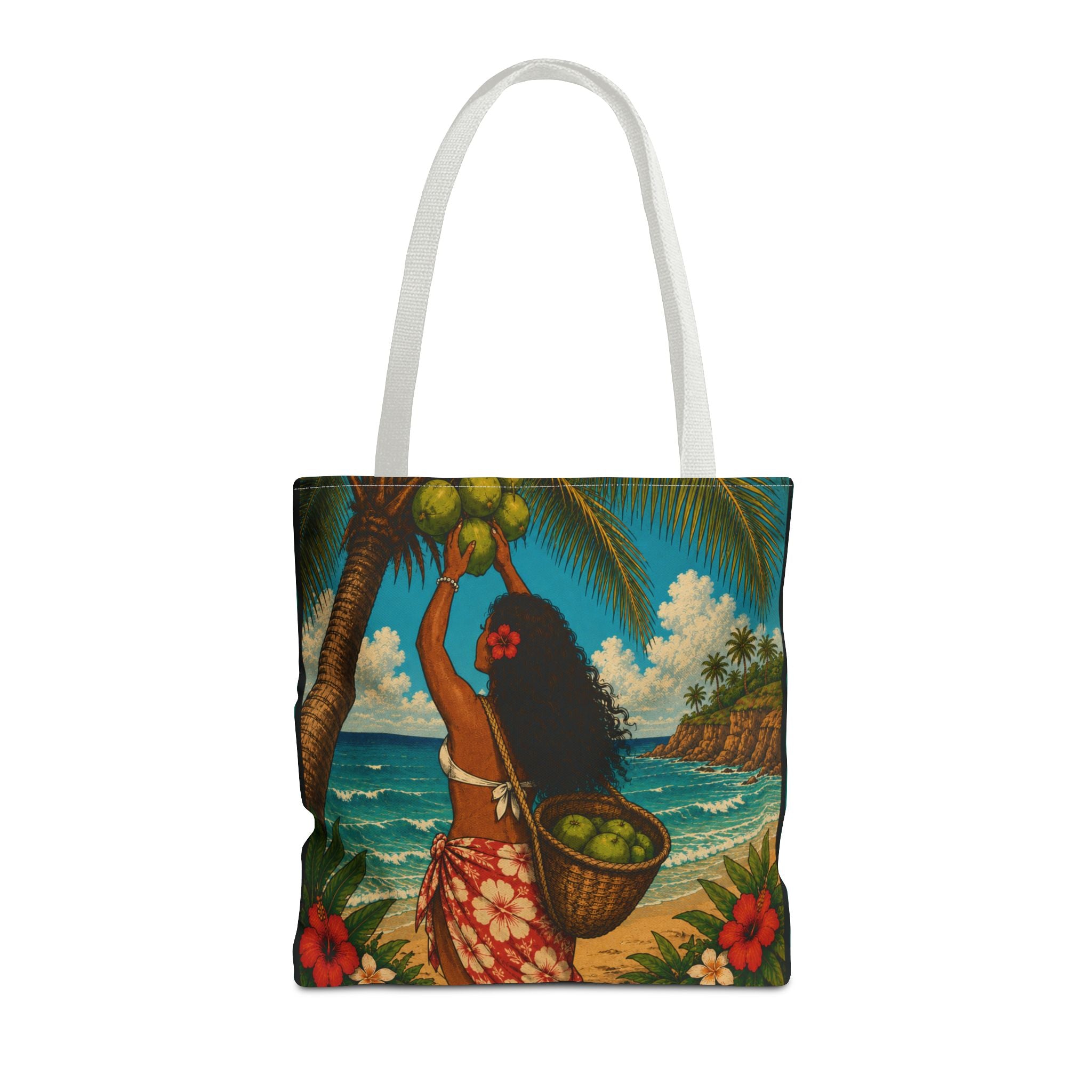 Tropical Hawaiian Couple Beach Tote Bag — Bright Island Paradise Design
