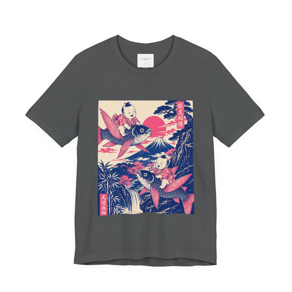 Unisex T Shirt Whimsical Koi Retro Japanese Art — Vintage Ukiyo-e Style Tee