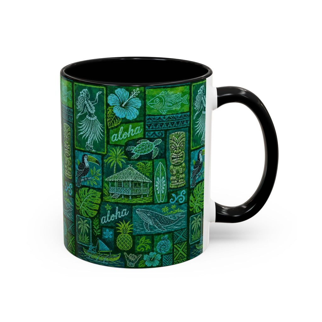 Coffee Mug Aloha Hawaiian Pattern  – Tropical Tiki Beach Accent Mug (11/15oz)