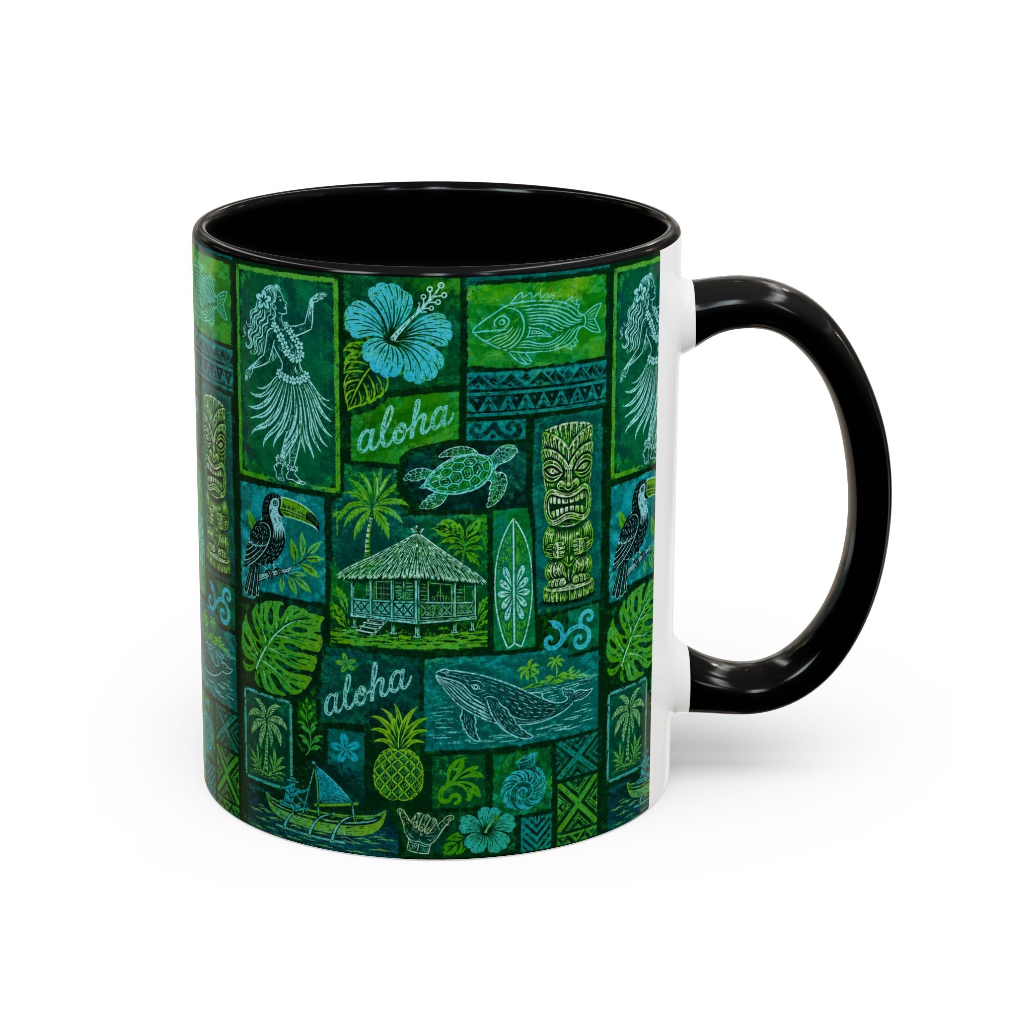 Coffee Mug Aloha Hawaiian Pattern  – Tropical Tiki Beach Accent Mug (11/15oz)