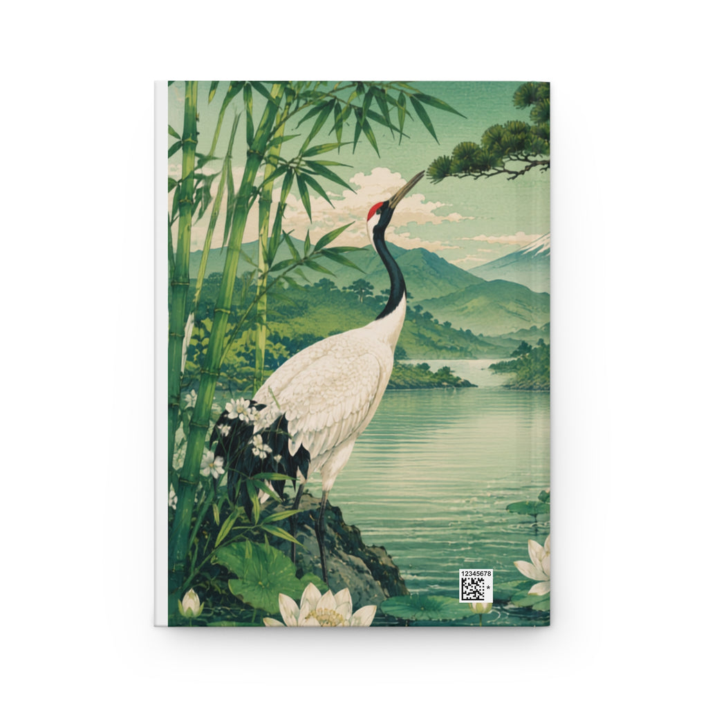 Hardcover Journal Japanese Crane — Vintage Ukiyo-e Nature Notebook
