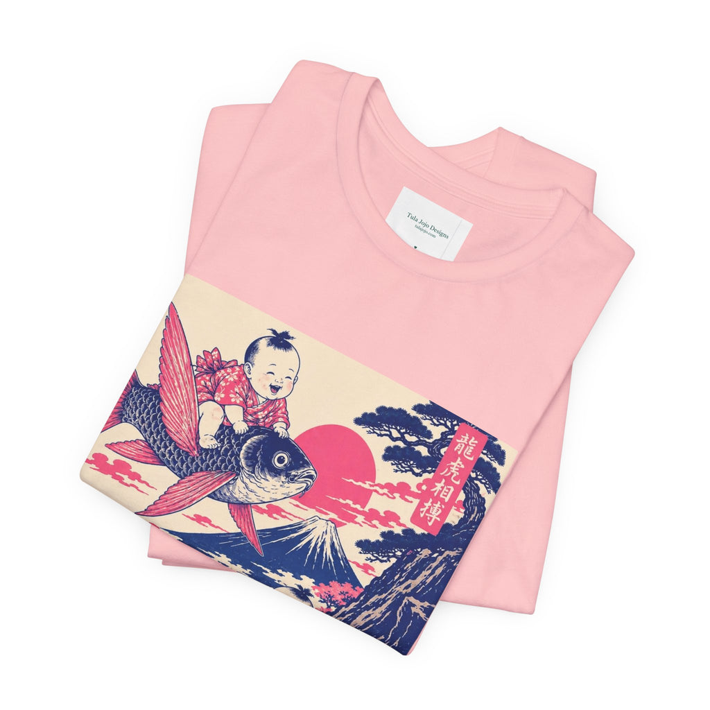 Unisex T Shirt Whimsical Koi Retro Japanese Art — Vintage Ukiyo-e Style Tee