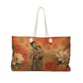 Island Mother Vintage Tropical Large Tote Bag – Balinese-Inspired Magnolia & Sunset Print